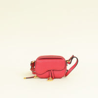 Christian Dior Red Mini Saddle Shoulder Strap Pouch