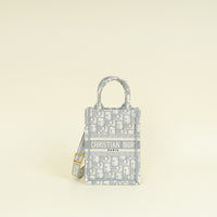 Christian Dior Grey Mini Book Tote Phone Bag