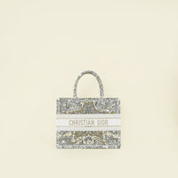 Christian Dior White Multicolor Around The World Embroidered Book Tote Medium Bag