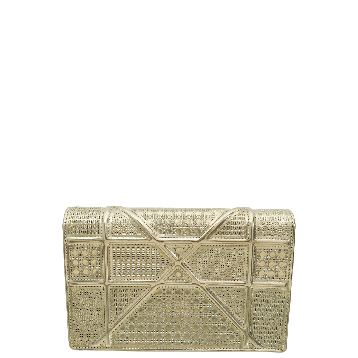 Christian Dior Metallic Gold Diorama Micro Cannage Wallet On Chain-Christian Dior-THE CLOSET