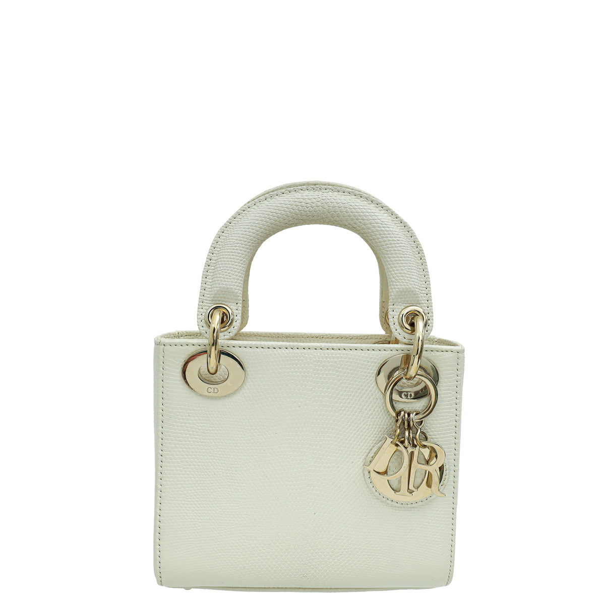 Christian Dior White Lizard Lady Dior Mini Bag