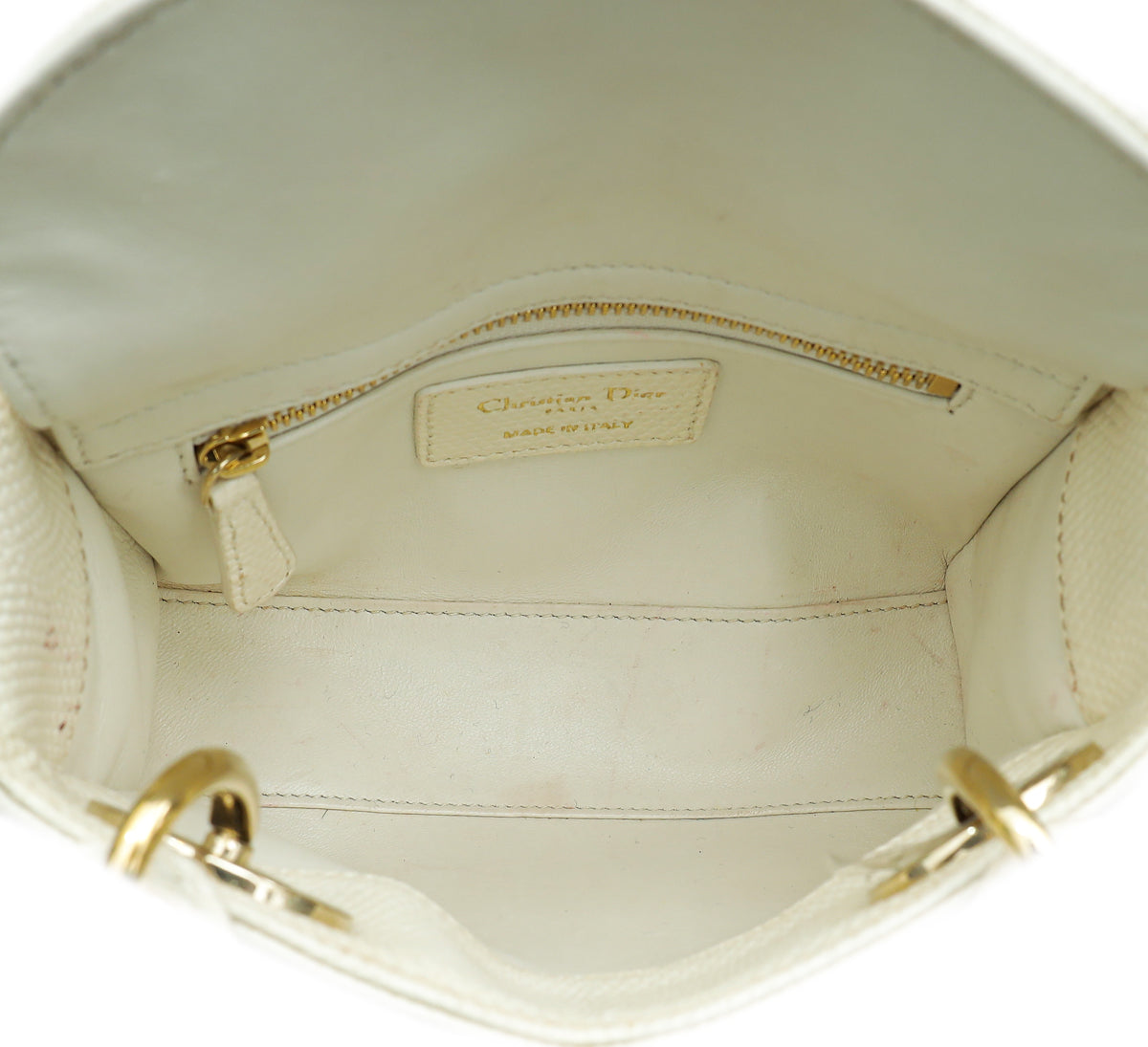 Christian Dior White Lizard Lady Dior Mini Bag