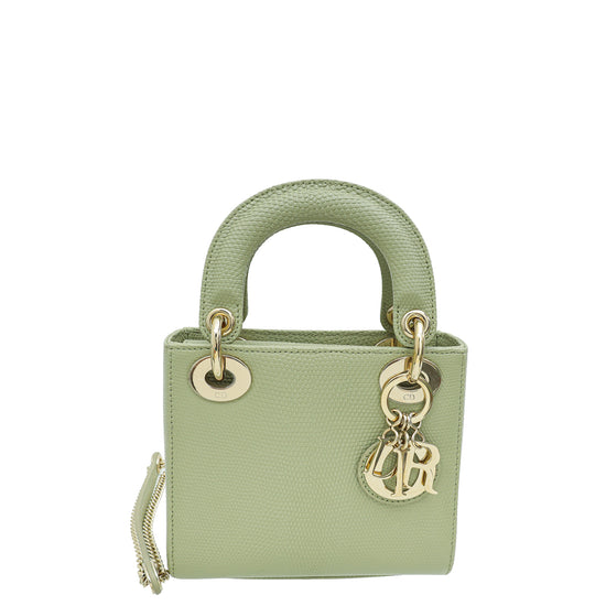 Christian Dior Pistachio Lizard Lady Dior Mini Bag