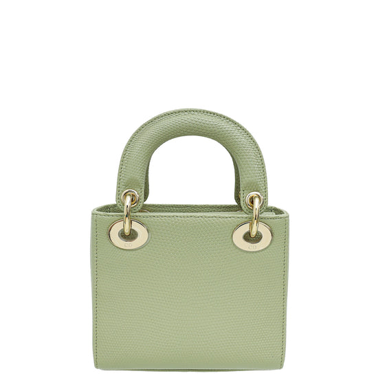 Christian Dior Pistachio Lizard Lady Dior Mini Bag