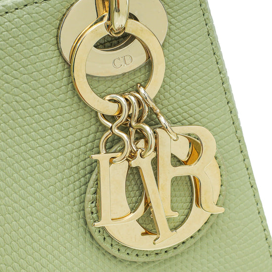 Christian Dior Pistachio Lizard Lady Dior Mini Bag