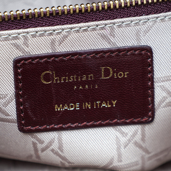 Christian Dior Burgundy My ABCDior Lady Dior Small Bag w/Twilly