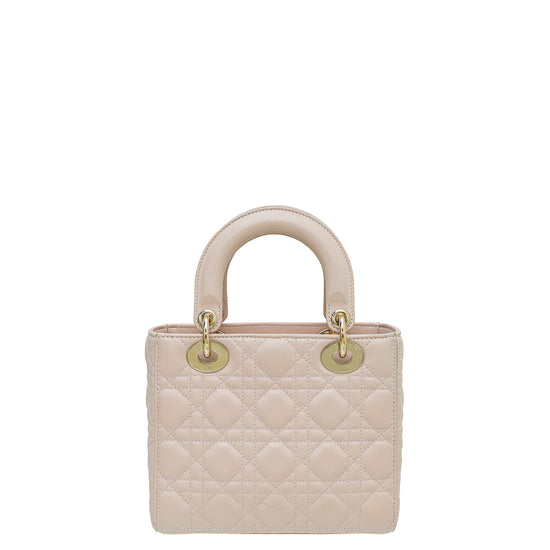 Dior Blush Pink Quilted Lambskin Cannage Lucky Badges Small Lady Dior