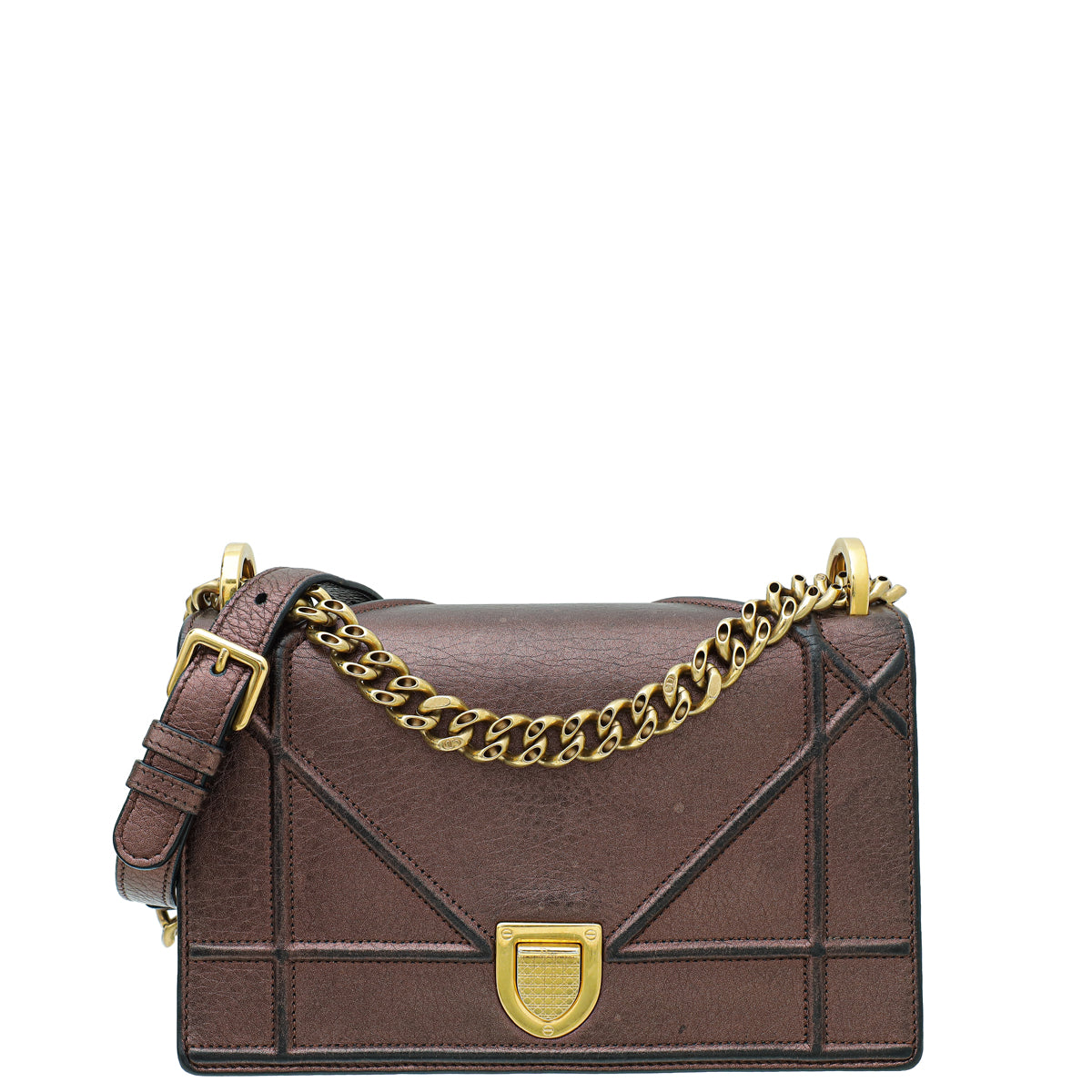 Christian Dior Metallic Brown Diorama Small Shoulder Bag