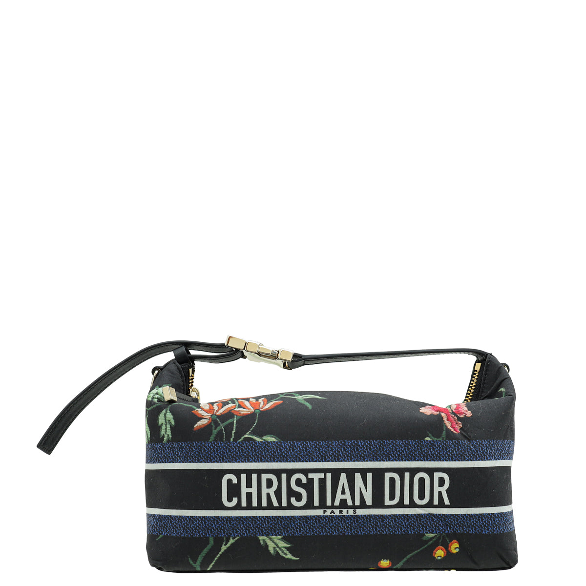 Christian Dior Black Multicolor Petites Fleurs Print Diortravel Nomad Medium Pouch-Christian Dior-THE CLOSET