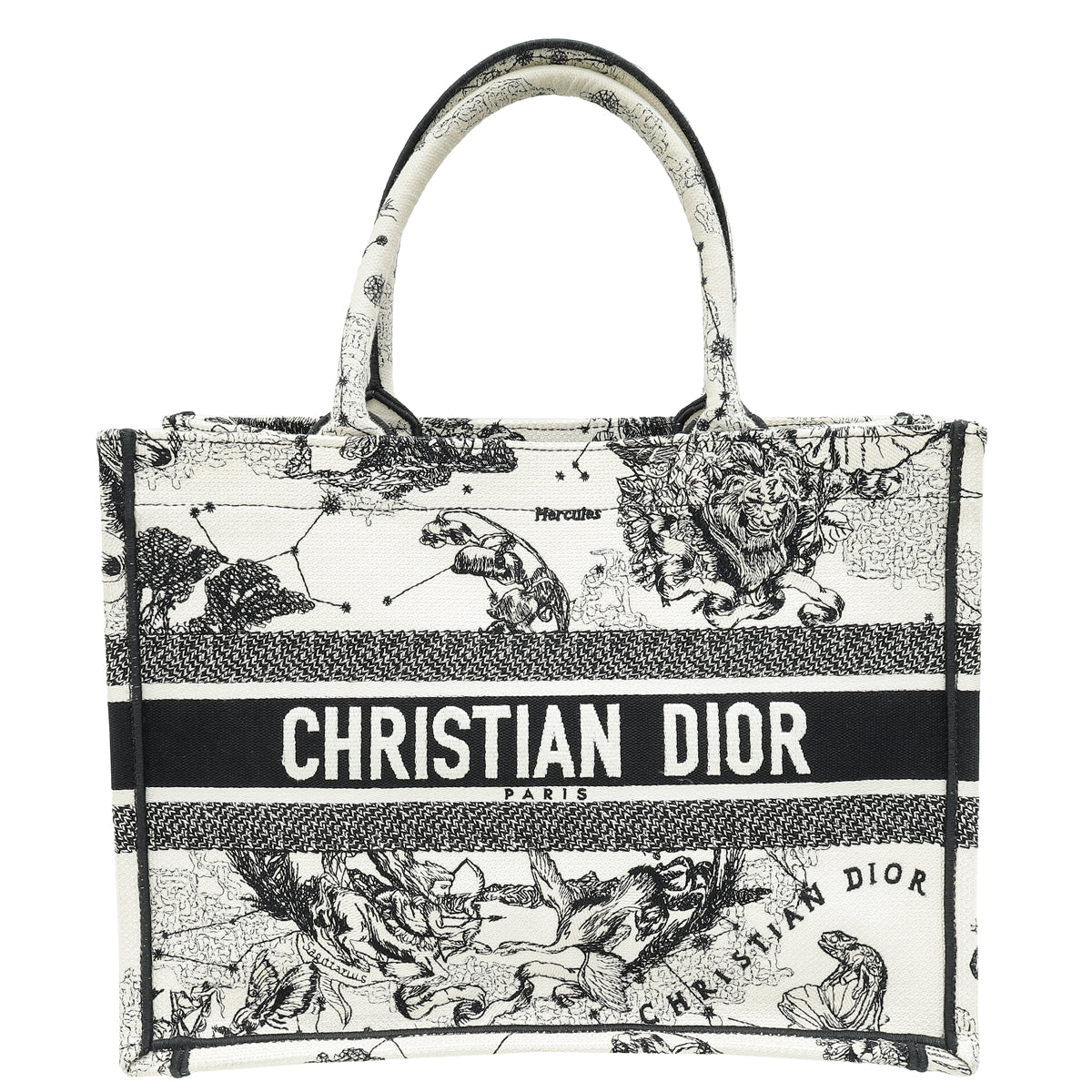 Christian Dior Bicolor Zodiac Embroidery Book Tote Medium Bag-Christian Dior-THE CLOSET