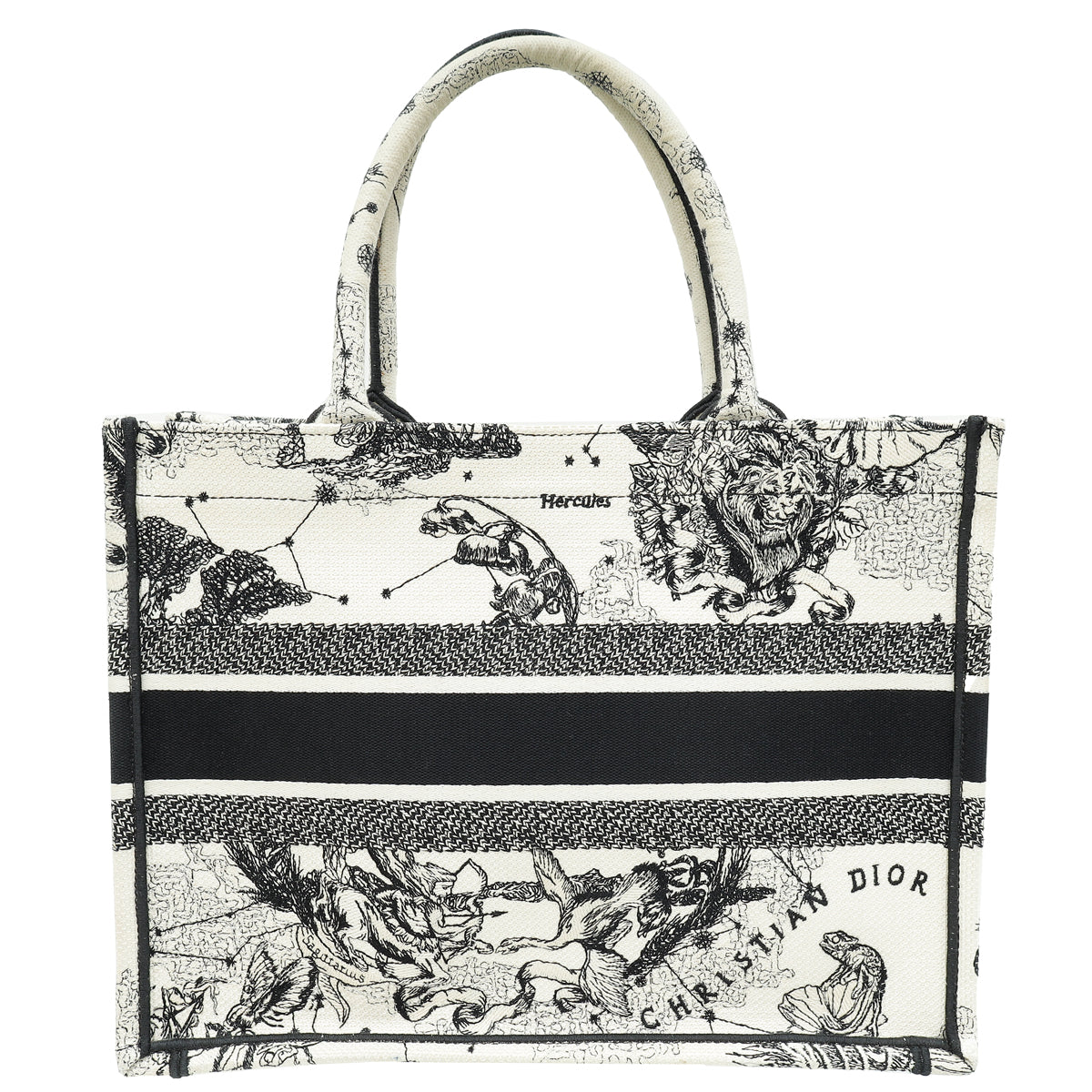 Christian Dior Bicolor Zodiac Embroidery Book Tote Medium Bag-Christian Dior-THE CLOSET