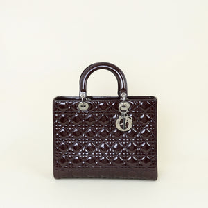 Christian Dior Wine Lady Dior Large Bag