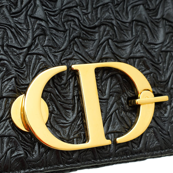 Christian Dior Black 30 Montaigne Wavy-Effect Flap Shoulder Bag
