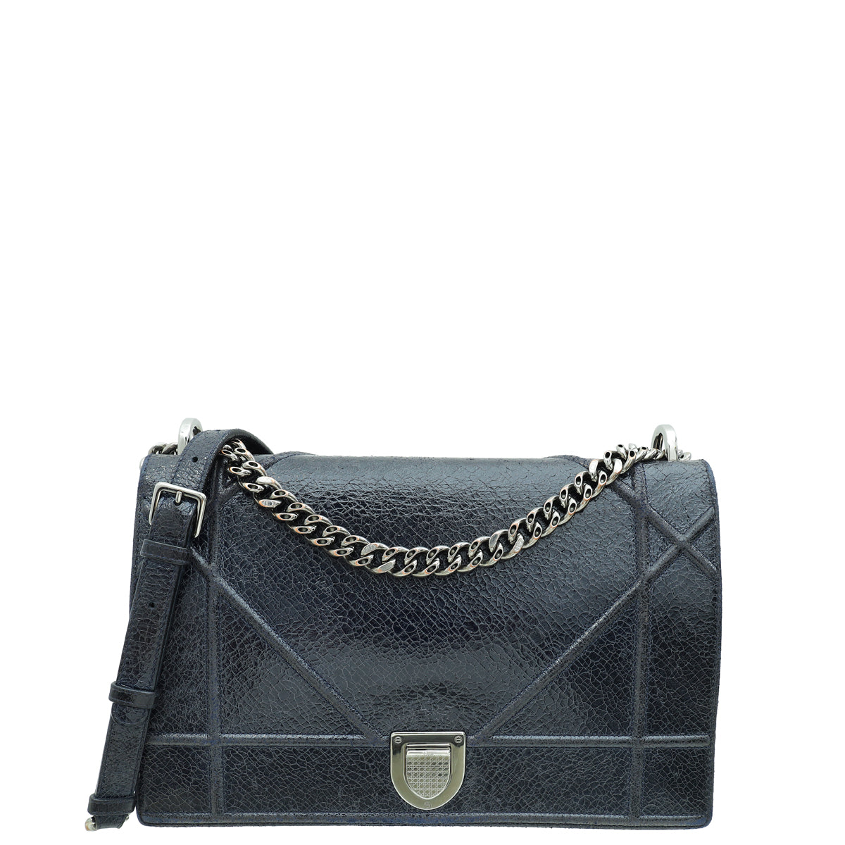 Christian Dior Navy Blue Diorama Ceramic Effect Large Flap Bag