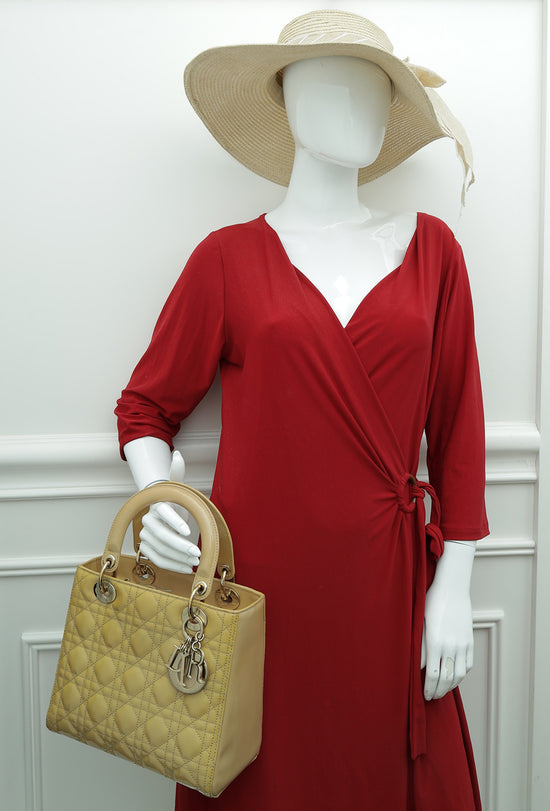 Christian Dior Beige Lady Dior Medium Bag