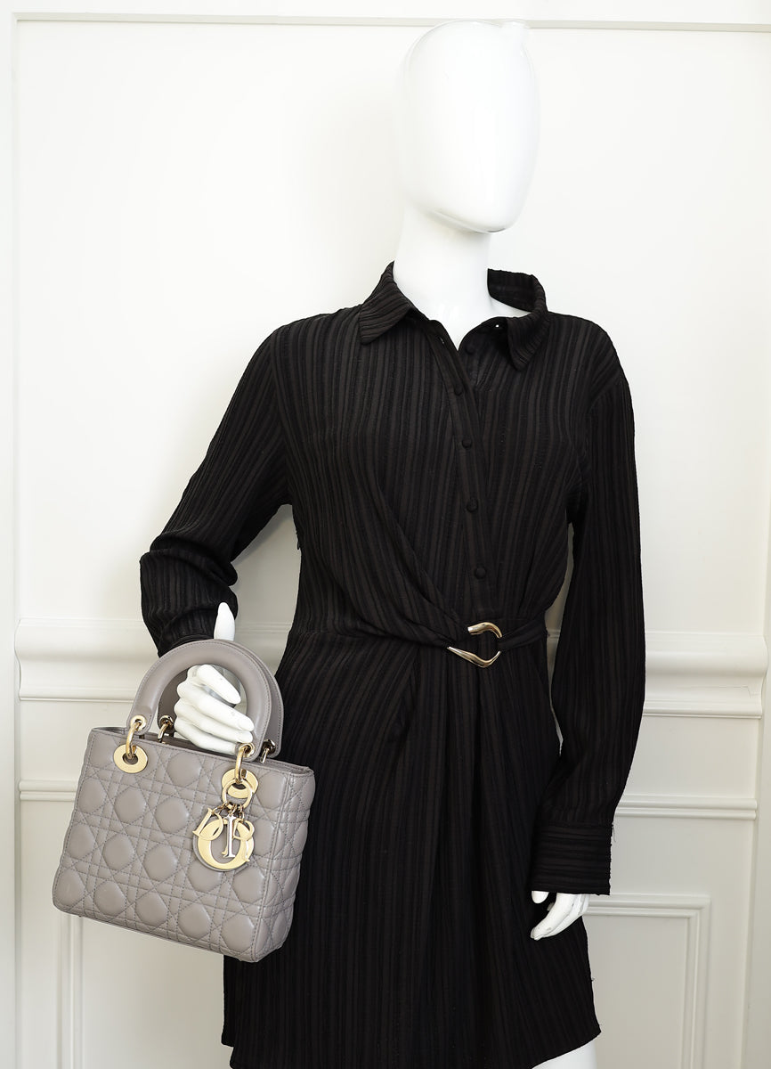 Christian Dior Grey My ABCDior Lady Dior Small Bag