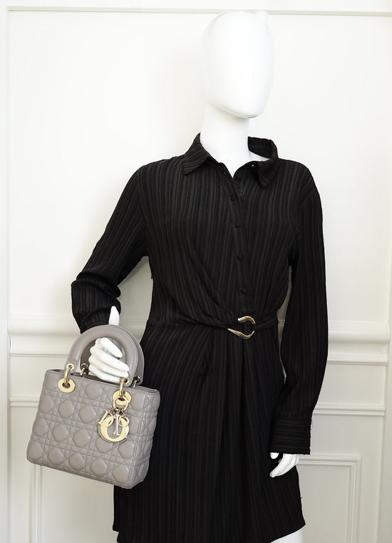 Christian Dior Grey My ABCDior Lady Dior Small Bag