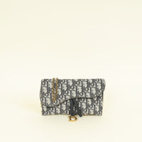 Christian Dior Blue Oblique Saddle Wallet on Chain