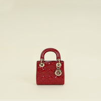 Christian Dior Cherry Red Lady Mini Dior Chain Bag