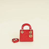 Christian Dior Red Lady Dior Mini Strap Bag