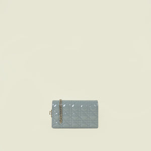 Christian Dior Greeny Grey Cannage Lady Dior Chain Clutch