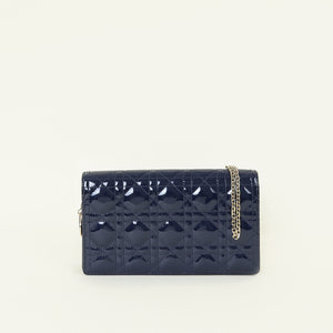 Christian Dior Dark Blue Lady Dior Chain Clutch