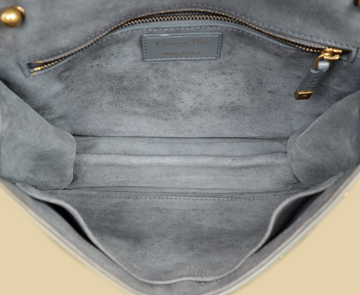 Christian Dior Bluish Grey Cannage Studded DiorAddict Flap Bag-Christian Dior-THE CLOSET