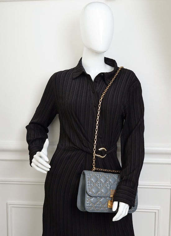 Christian Dior Bluish Grey Cannage Studded DiorAddict Flap Bag-Christian Dior-THE CLOSET