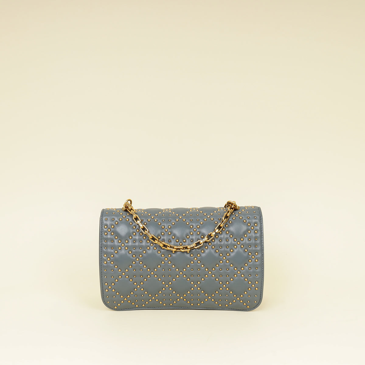 Christian Dior Bluish Grey Cannage Studded DiorAddict Flap Bag-Christian Dior-THE CLOSET