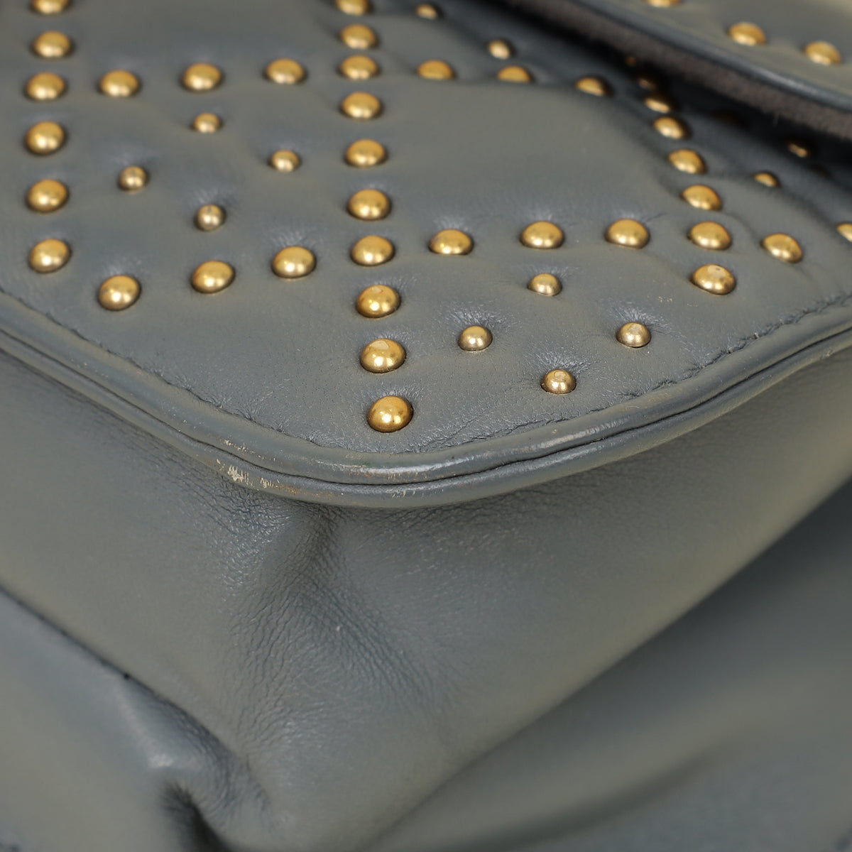 Christian Dior Bluish Grey Cannage Studded DiorAddict Flap Bag-Christian Dior-THE CLOSET