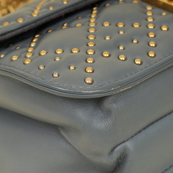 Christian Dior Bluish Grey Cannage Studded DiorAddict Flap Bag-Christian Dior-THE CLOSET