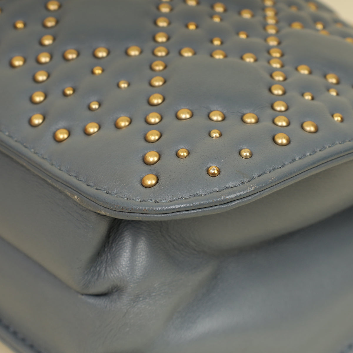Christian Dior Bluish Grey Cannage Studded DiorAddict Flap Bag-Christian Dior-THE CLOSET