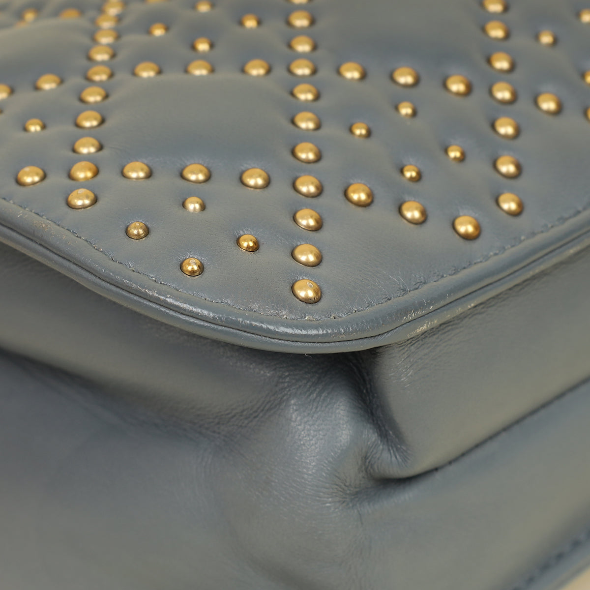 Christian Dior Bluish Grey Cannage Studded DiorAddict Flap Bag-Christian Dior-THE CLOSET