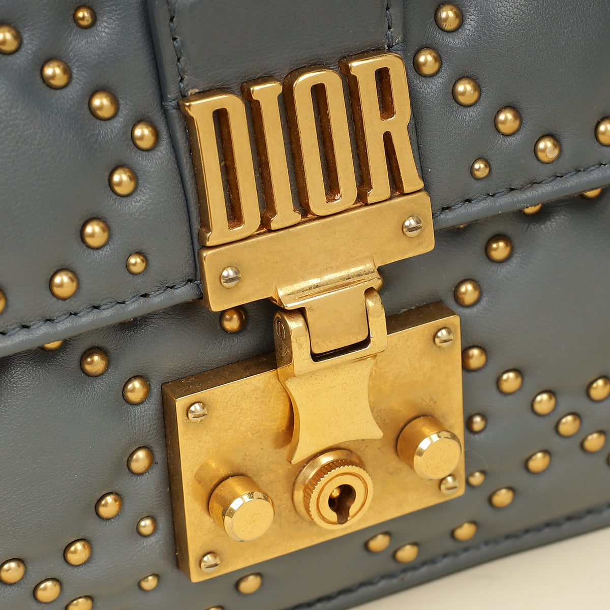 Christian Dior Bluish Grey Cannage Studded DiorAddict Flap Bag-Christian Dior-THE CLOSET