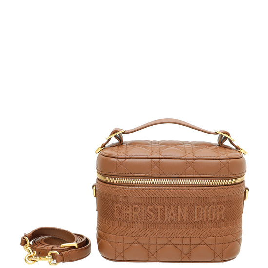 Christian Dior Brown Cannage Travel Small Vanity Case