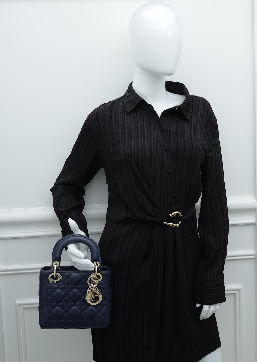 Christian Dior Navy Blue Lady Dior Mini Chain Bag – THE CLOSET