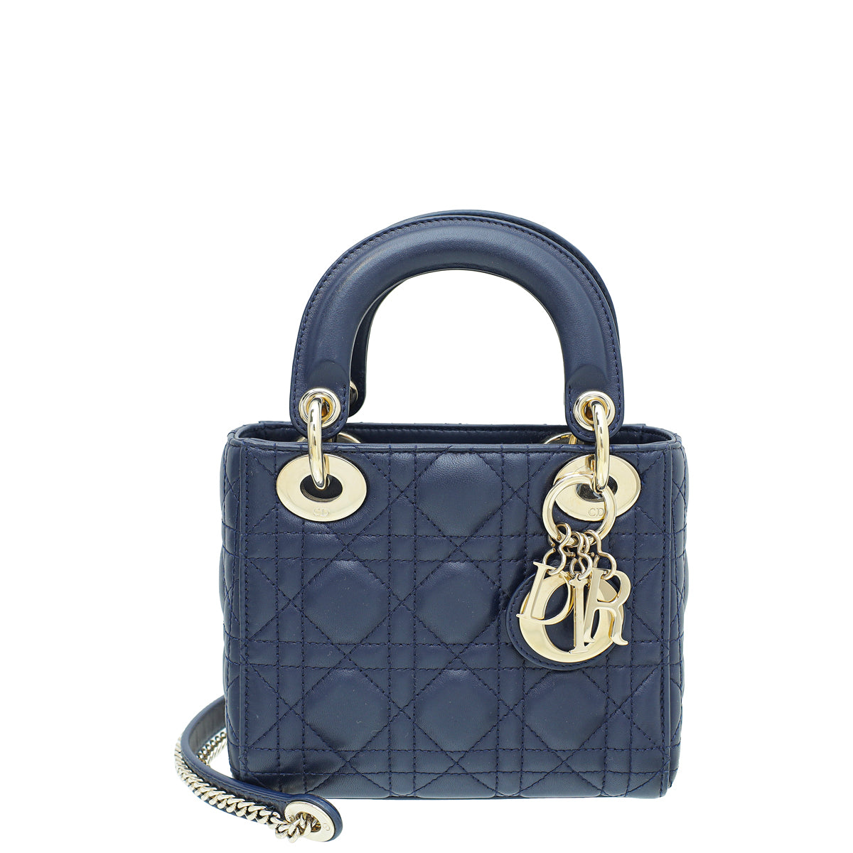Christian Dior Navy Blue Lady Dior Mini Chain Bag