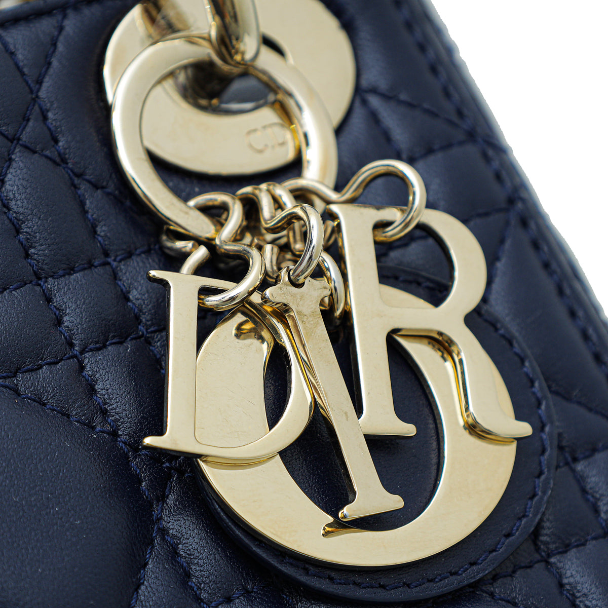 Christian Dior Navy Blue Lady Dior Mini Chain Bag