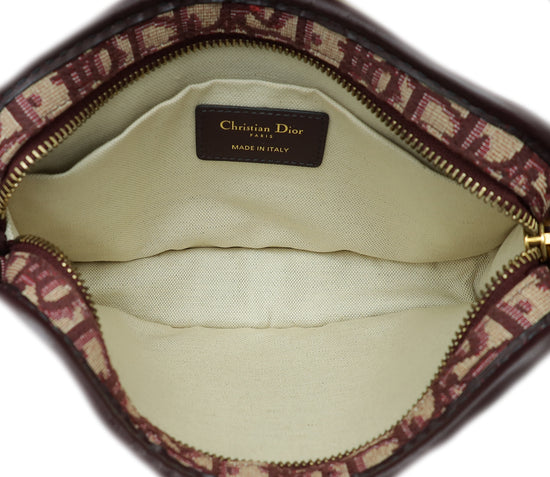 Christian Dior Burgundy Oblique Diorquake Clutch Pouch