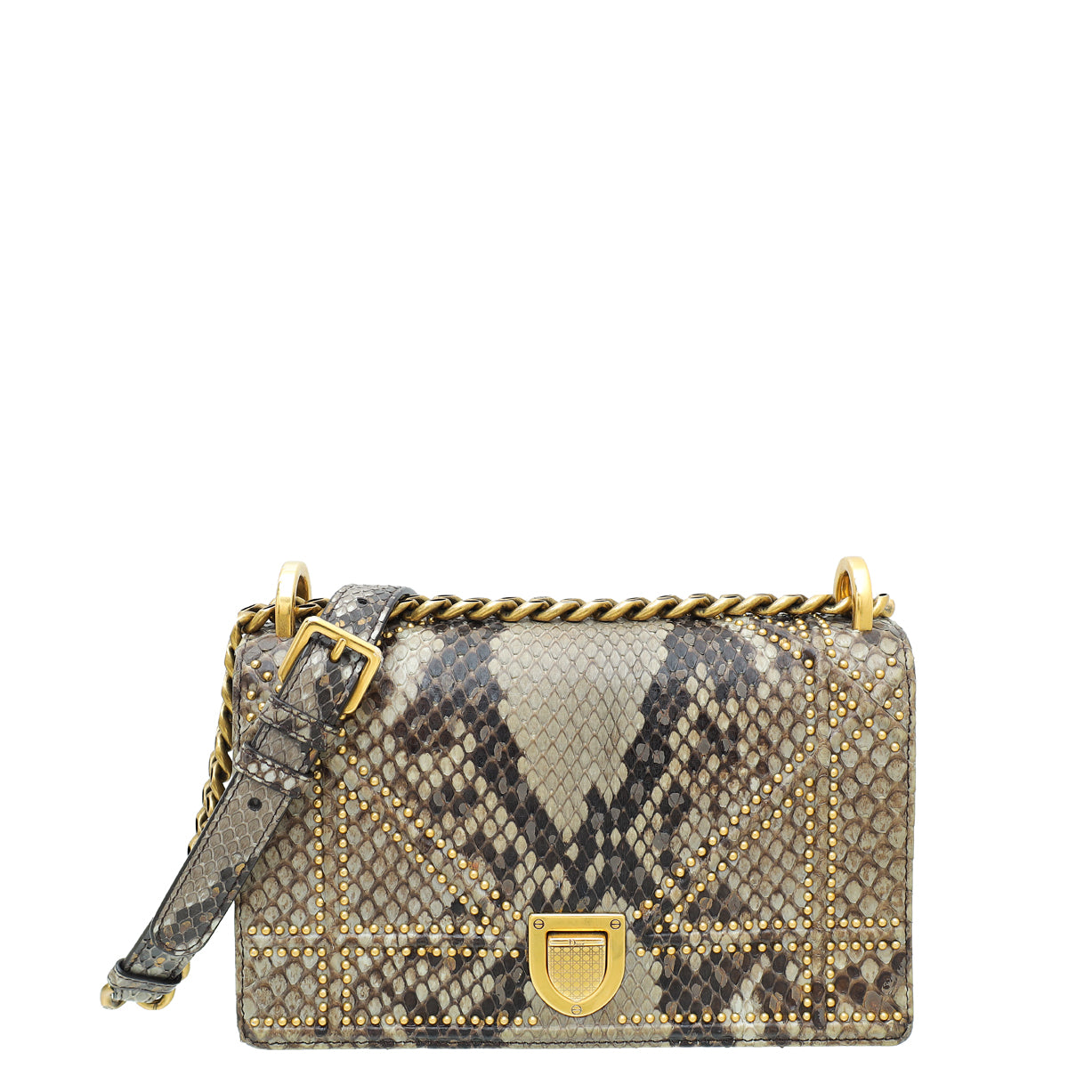 Christian Dior Grey Python Diorama Studs Small Bag-Christian Dior-THE CLOSET