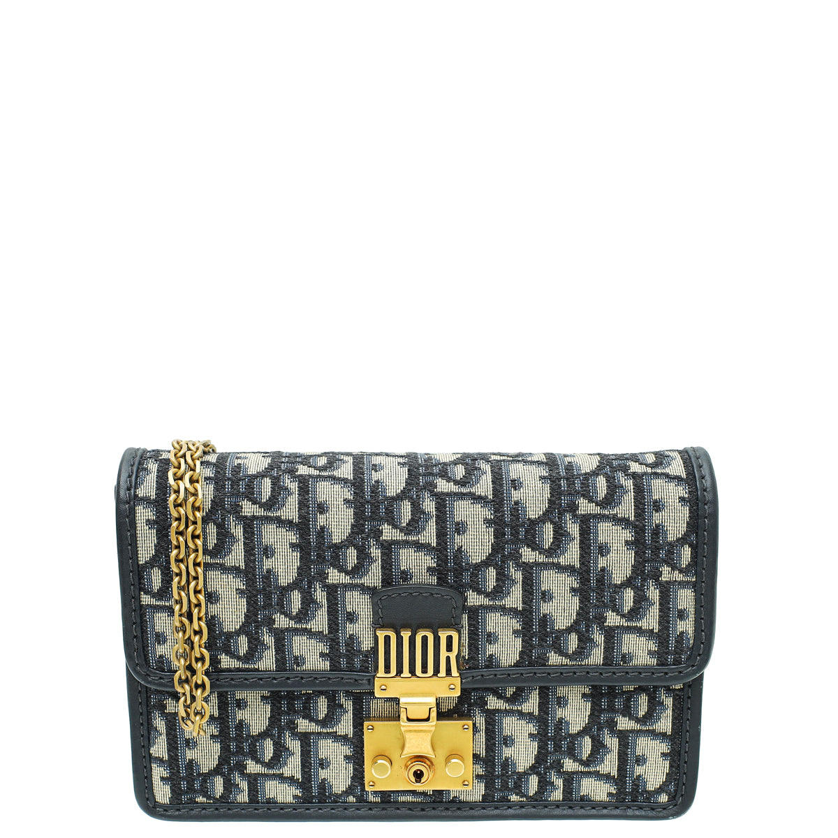 Christian Dior Navy Blue Oblique DiorAddict Wallet On Chain Clutch-Christian Dior-THE CLOSET