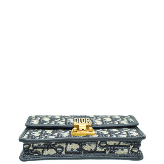Christian Dior Navy Blue Oblique DiorAddict Wallet On Chain Clutch