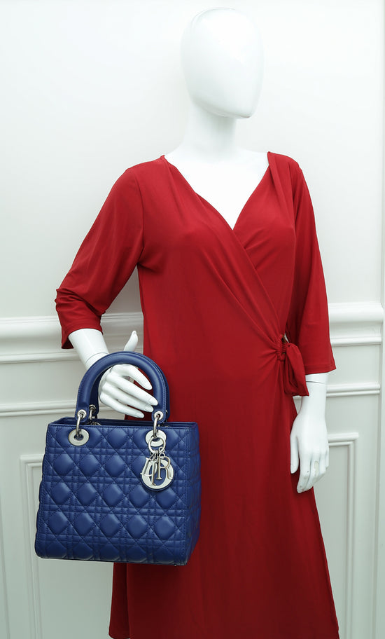 Christian Dior Blue Lady Dior Medium Bag