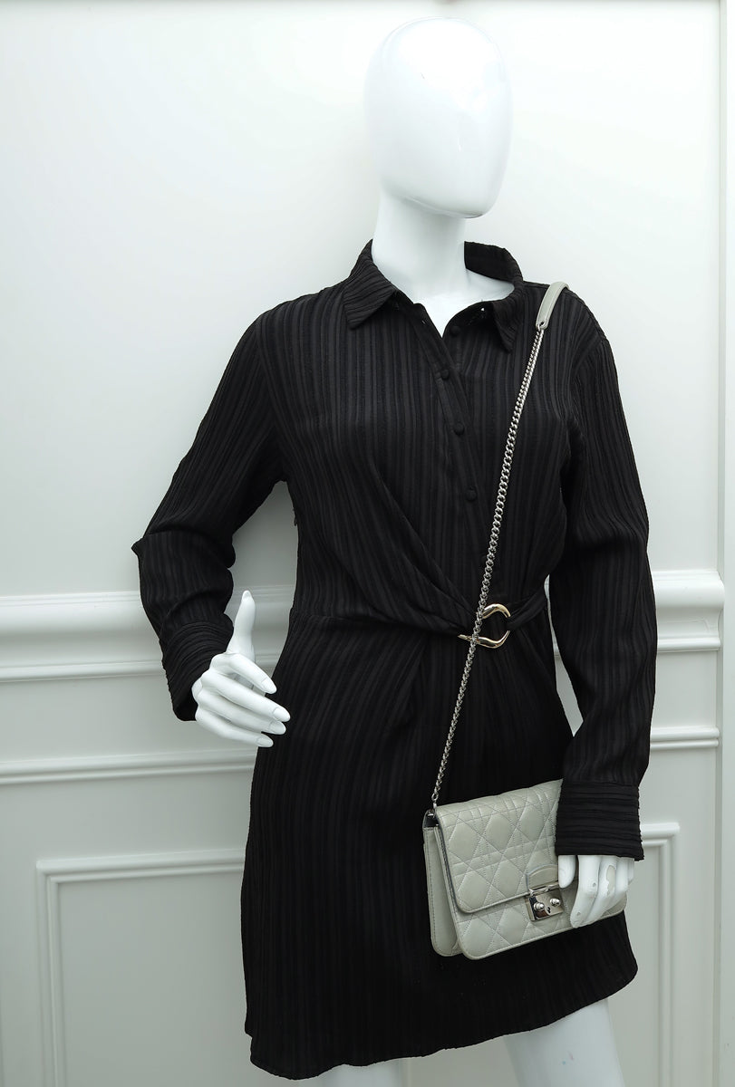 Christian Dior Grey Miss Dior Promenade Clutch Chain Bag