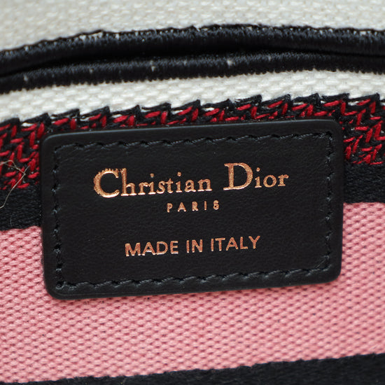 Christian Dior White Multicolor Lady D-Joy Embroidered Medium Bag