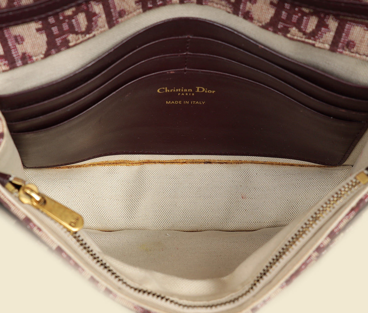 Christian Dior Burgundy Oblique Saddle Chain Pouch-Christian Dior-THE CLOSET
