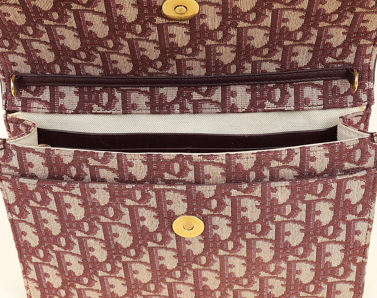 Christian Dior Burgundy Oblique Saddle Chain Pouch-Christian Dior-THE CLOSET
