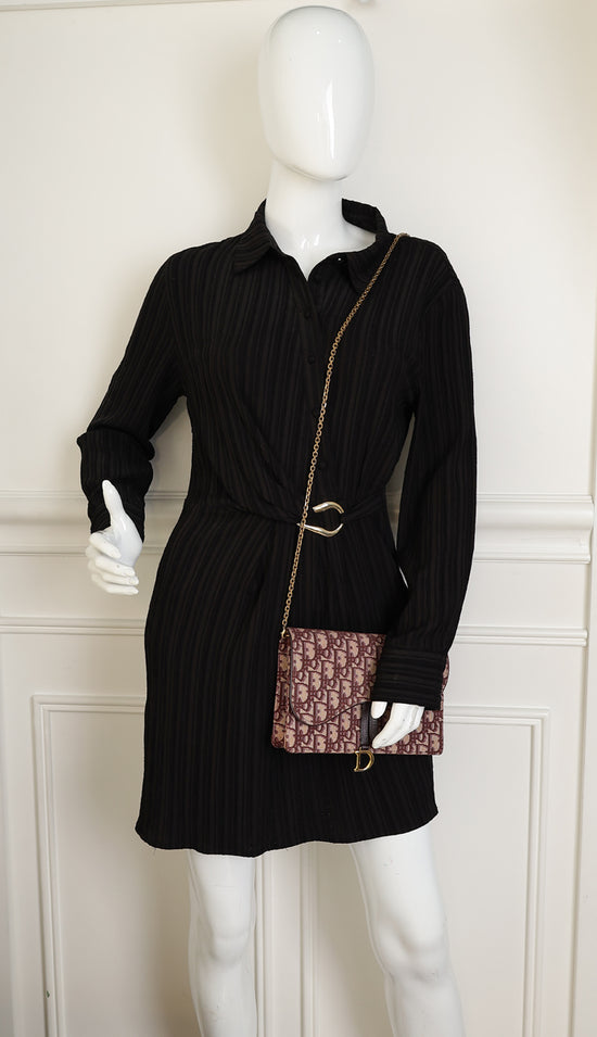 Christian Dior Burgundy Oblique Saddle Chain Pouch-Christian Dior-THE CLOSET