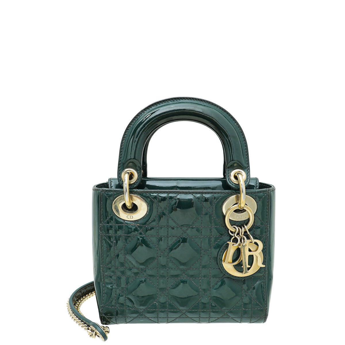 Christian Dior Forest Green Chain Mini Lady Dior Bag