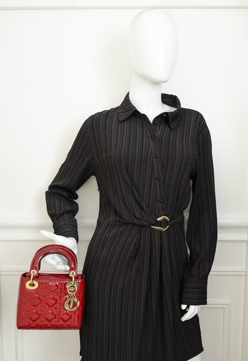 Christian Dior Cherry Red Lady Dior Mini Chain Bag